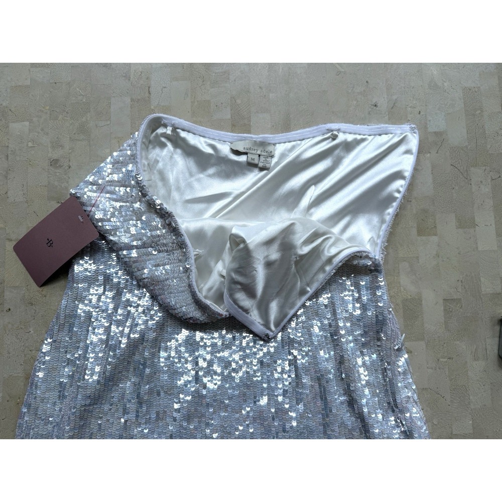 Audrey Adele Danielle Sequin Feather Mini Dress Anthropologie BHLDN Size M - Picture 11 of 16